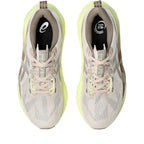 ASICS Novablast 5 Femme Beige-Vert citron / Mineral Beige-Taupe Grey — vue dessus (1012B765-250)