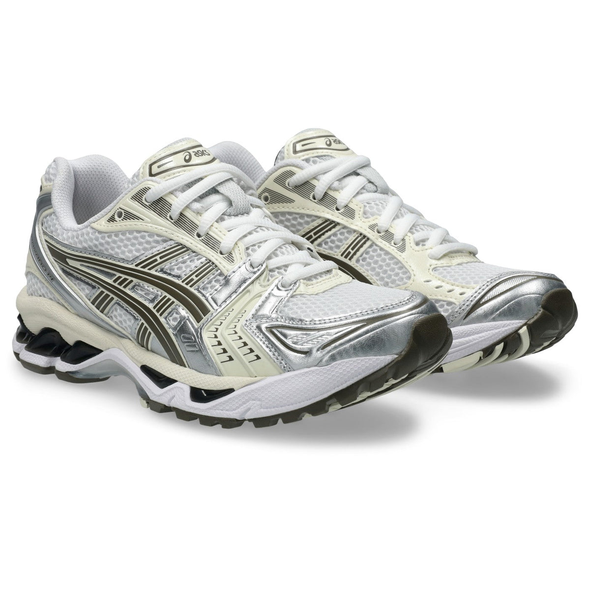 ASICS GEL-Kayano 14 Blanc / Ivoire – paire en vue trois-quarts avant