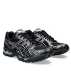 ASICS GEL-Kayano 14 Noir / Argent – paire en vue trois-quarts avant