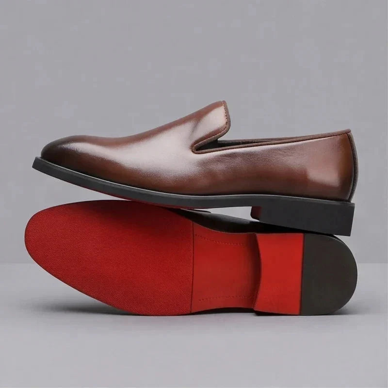 Mocassins homme en cuir italien à semelle rouge – vue 6